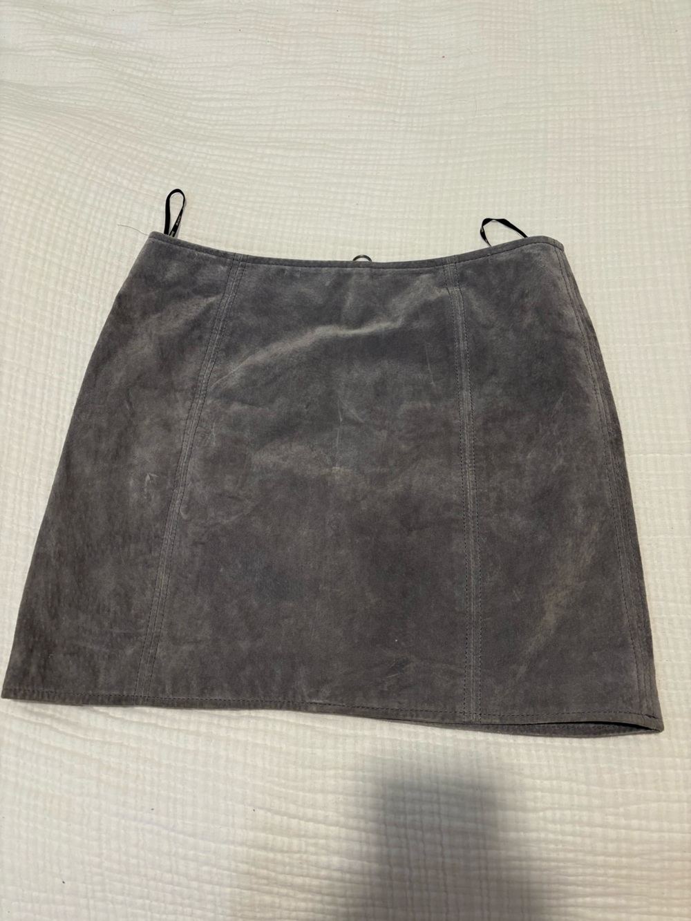 Blank NYC Gray Suede Flat-Front Mini Skirt